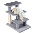 3-Tier Cat Stairs 19 Inch Plush Steps with Scratching Posts for High Bed Sofa-Gray by LJGDeals