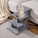 3-Tier Cat Stairs 19 Inch Plush Steps with Scratching Posts for High Bed Sofa-Gray by LJGDeals