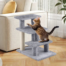 3-Tier Cat Stairs 19 Inch Plush Steps with Scratching Posts for High Bed Sofa-Gray by LJGDeals
