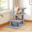 3-Tier Cat Stairs 19 Inch Plush Steps with Scratching Posts for High Bed Sofa-Gray by LJGDeals