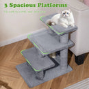 3-Tier Cat Stairs 19 Inch Plush Steps with Scratching Posts for High Bed Sofa-Gray by LJGDeals