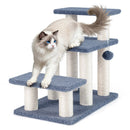 3-Tier Cat Stairs 20 Inch with Scratching Posts and Hanging Toy Ball-Gray by LJGDeals
