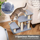 3-Tier Cat Stairs 20 Inch with Scratching Posts and Hanging Toy Ball-Gray by LJGDeals