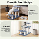 3-Tier Cat Stairs 20 Inch with Scratching Posts and Hanging Toy Ball-Gray by LJGDeals