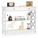 Console Table 3-Tier with Drawer and Storage Shelves by LJGDeals