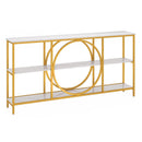 3-Tier Console Table with Faux Marble Top and Storage Shelves for Hallway Living Room by LJGDeals
