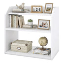 3-Tier Desktop Bookshelf Wooden Countertop Bookcase with Raised Top Guardrails-White by LJGDeals