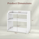 3-Tier Desktop Bookshelf Wooden Countertop Bookcase with Raised Top Guardrails-White