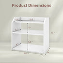 3-Tier Desktop Bookshelf Wooden Countertop Bookcase with Raised Top Guardrails-White by LJGDeals