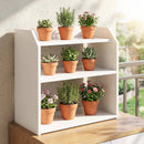 3-Tier Desktop Bookshelf Wooden Countertop Bookcase with Raised Top Guardrails-White by LJGDeals