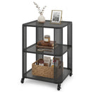 3-Tier End Table with Wheels Rolling Side Table with Open Storage Shelves by DirectDeals