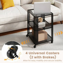 3-Tier End Table with Wheels Rolling Side Table with Open Storage Shelves by LJGDeals