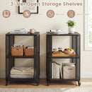 3-Tier End Table with Wheels Rolling Side Table with Open Storage Shelves by DirectDeals