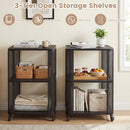 3-Tier End Table with Wheels Rolling Side Table with Open Storage Shelves by LJGDeals