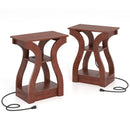 3-Tier End Tables with Charging Station Set of 2 with Open Storage Shelves by LJGDeals