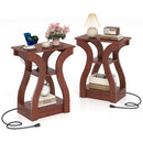 3-Tier End Tables with Charging Station Set of 2 with Open Storage Shelves by LJGDeals