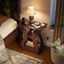 3-Tier End Tables with Charging Station Set of 2 with Open Storage Shelves