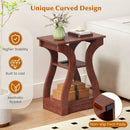 3-Tier End Tables with Charging Station Set of 2 with Open Storage Shelves