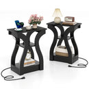 3-Tier End Tables with Charging Station Set of 2 with Open Storage Shelves by LJGDeals