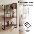 3-Tier Floating Wall Shelf - Rustic Brown by LJGDeals