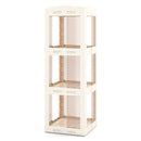 3-Tier Foldable Rotating Bookshelf with Swivel Base and Translucent Panels-White by LJGDeals