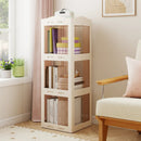3-Tier Foldable Rotating Bookshelf with Swivel Base and Translucent Panels-White by LJGDeals