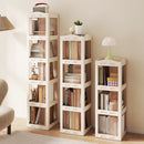 3-Tier Foldable Rotating Bookshelf with Swivel Base and Translucent Panels-White