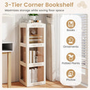 3-Tier Foldable Rotating Bookshelf with Swivel Base and Translucent Panels-White by LJGDeals