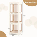 3-Tier Foldable Rotating Bookshelf with Swivel Base and Translucent Panels-White by LJGDeals