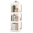 3-Tier Foldable Rotating Bookshelf with Swivel Base and Translucent Panels-White by LJGDeals