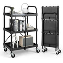 3-Tier Folding Utility Cart with Wheels - Heavy Duty by DirectDeals
