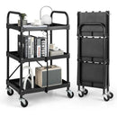 3-Tier Folding Utility Cart with Wheels - Heavy Duty by LJGDeals