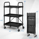3-Tier Folding Utility Cart with Wheels - Heavy Duty by LJGDeals