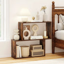3-Tier Geometric Bookshelf Freestanding Wooden Bookcase with 2 Cubic Compartments-Brown by LJGDeals