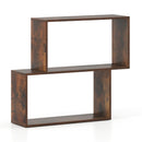 3-Tier Geometric Bookshelf Freestanding Wooden Bookcase with 2 Cubic Compartments-Brown by LJGDeals