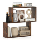 3-Tier Geometric Bookshelf Freestanding Wooden Bookcase with 2 Cubic Compartments-Brown by LJGDeals