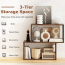 3-Tier Geometric Bookshelf Freestanding Wooden Bookcase with 2 Cubic Compartments-Brown by LJGDeals
