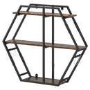 3-Tier Geometric Bookcase with S-Shaped Hooks for Living Room by DirectDeals