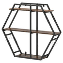 3-Tier Geometric Bookcase with S-Shaped Hooks for Living Room by LJGDeals