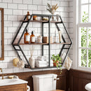 3-Tier Geometric Bookcase with S-Shaped Hooks for Living Room by DirectDeals