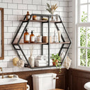 3-Tier Geometric Bookcase with S-Shaped Hooks for Living Room by LJGDeals