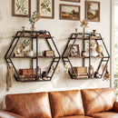 3-Tier Geometric Bookcase with S-Shaped Hooks for Living Room by DirectDeals