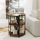 3-Tier Half Round End Table with Study Metal Frame for Living Room by LJGDeals