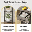3 Tier Tall Plant Stand with Drawer Anti-tipping Devices-Gray by LJGDeals
