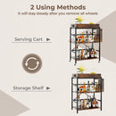 3-Tier Industrial Bar Cart with Detachable Tray for Kitchens-Rustic Brown by LJGDeals