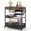 3-Tier Industrial Buffet Serving Cart with Wine Rack by LJGDeals