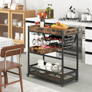 3-Tier Industrial Buffet Serving Cart with Wine Rack by LJGDeals