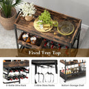 3-Tier Industrial Buffet Serving Cart with Wine Rack by LJGDeals