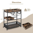 3-Tier Industrial Buffet Serving Cart with Wine Rack by LJGDeals