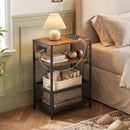 Industrial Side Table with USB-C & AC Outlets, 3-Tier by LJGDeals